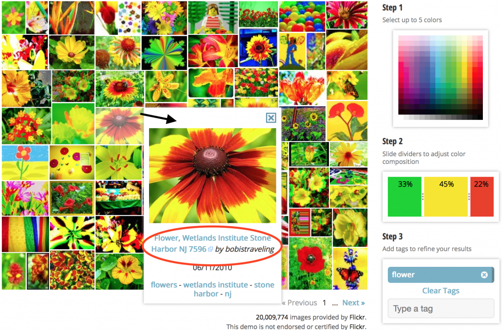flickr, TinEye color search